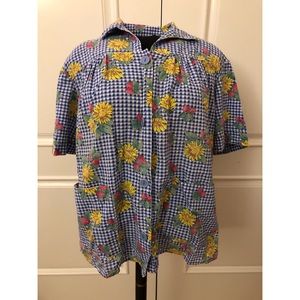 Vintage Cotton Sunflower & Strawberry Button Down